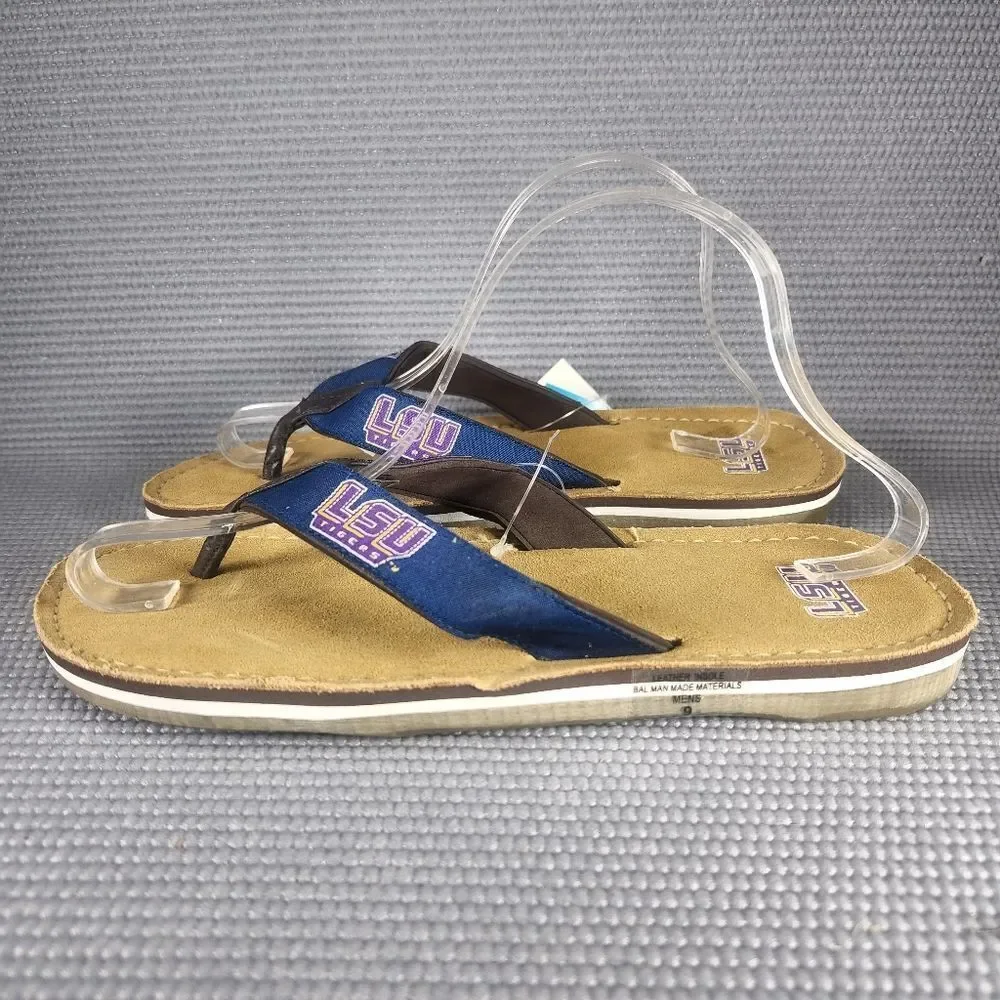 NWT Z Line LSU Tigers Flip Flops Men's Size 9 Memory Foam Comfort Sandals